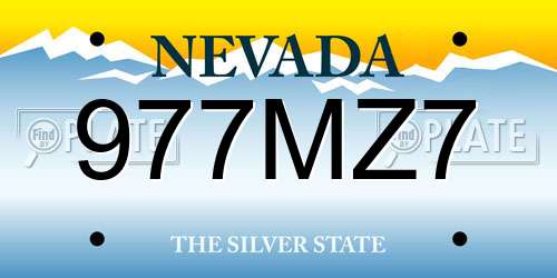 977MZ7 Nevada License Plate