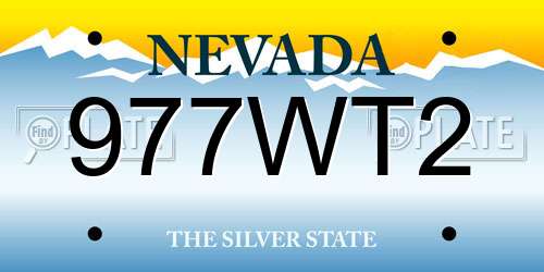 977WT2 Nevada License Plate