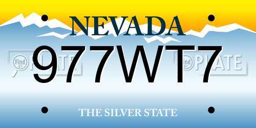 977WT7 Nevada License Plate