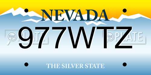 977WTZ Nevada License Plate