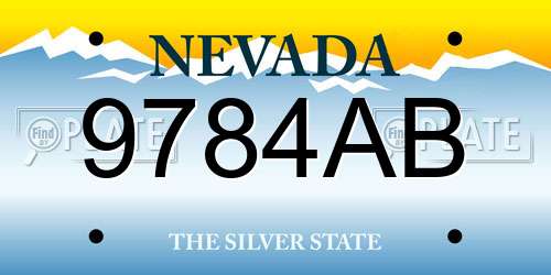 9784AB Nevada License Plate