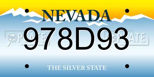 978D93 Nevada License Plate