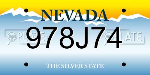 978J74 Nevada License Plate