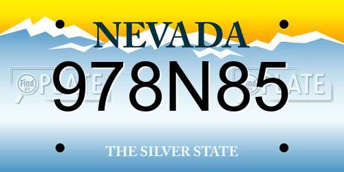 978N85 Nevada License Plate