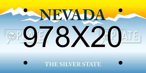 978X20 Nevada License Plate