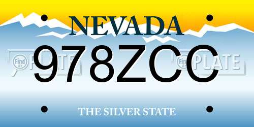 978ZCC Nevada License Plate
