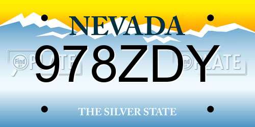 978ZDY Nevada License Plate
