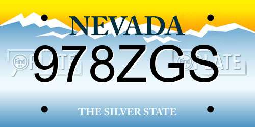 978ZGS Nevada License Plate