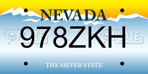 978ZKH Nevada License Plate