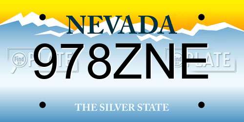 978ZNE Nevada License Plate