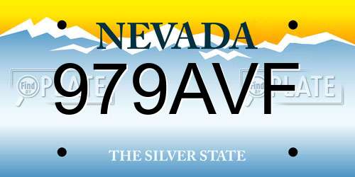 979AVF Nevada License Plate