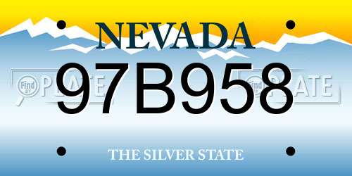 97B958 Nevada License Plate