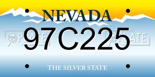 97C225 Nevada License Plate