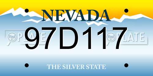 97D117 Nevada License Plate