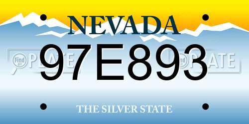 97E893 Nevada License Plate
