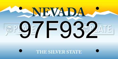 97F932 Nevada License Plate