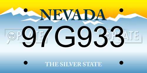 97G933 Nevada License Plate