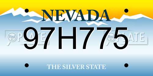 97H775 Nevada License Plate