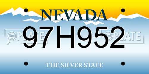 97H952 Nevada License Plate