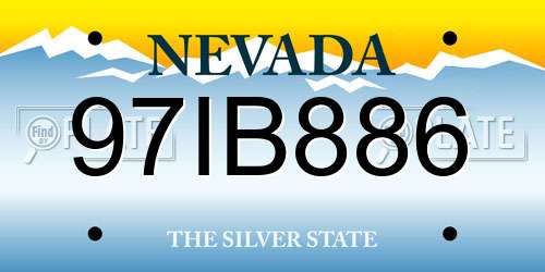 97IB886 Nevada License Plate