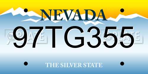 97TG355 Nevada License Plate