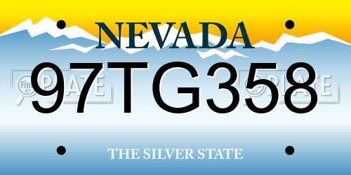 97TG358 Nevada License Plate