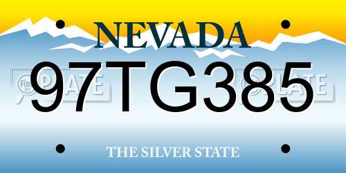 97TG385 Nevada License Plate