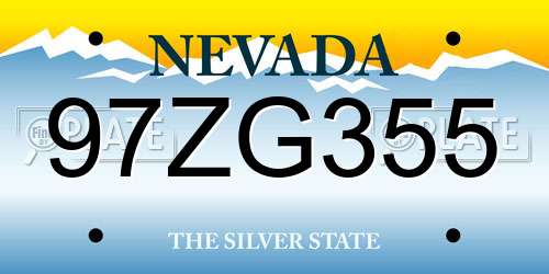 97ZG355 Nevada License Plate