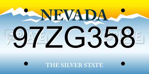 97ZG358 Nevada License Plate