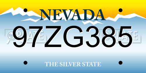 97ZG385 Nevada License Plate