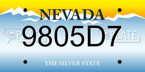 9805D7 Nevada License Plate