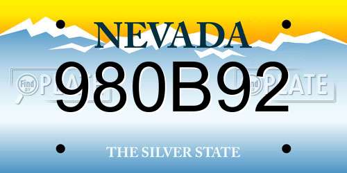980B92 Nevada License Plate