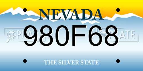 980F68 Nevada License Plate