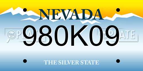 980K09 Nevada License Plate