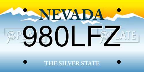 980LFZ Nevada License Plate