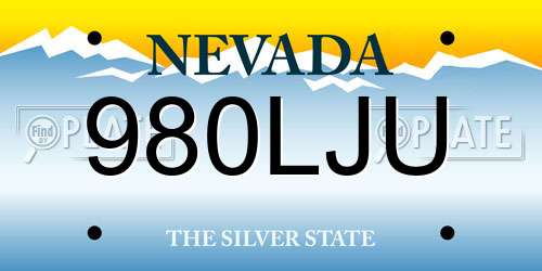 980LJU Nevada License Plate