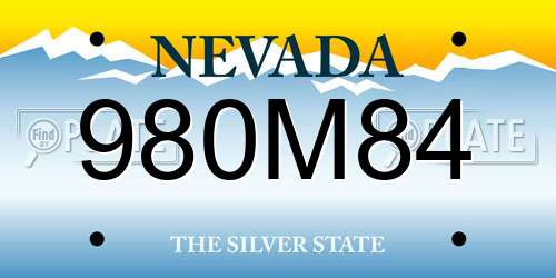 980M84 Nevada License Plate
