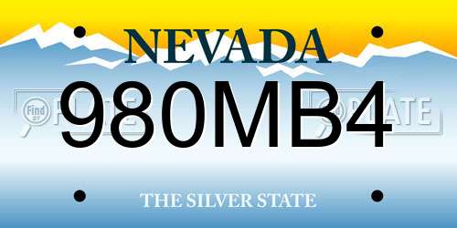 980MB4 Nevada License Plate