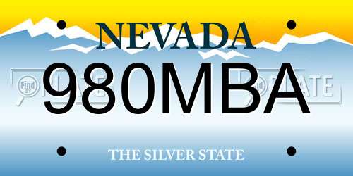 980MBA Nevada License Plate