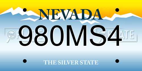 980MS4 Nevada License Plate