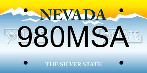 980MSA Nevada License Plate