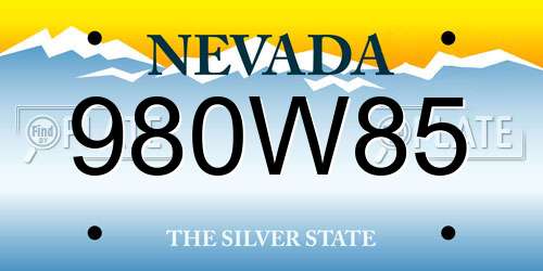 980W85 Nevada License Plate