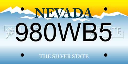 980WB5 Nevada License Plate