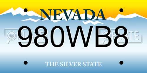 980WB8 Nevada License Plate