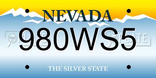 980WS5 Nevada License Plate