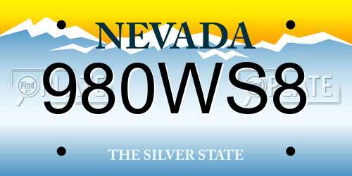 980WS8 Nevada License Plate
