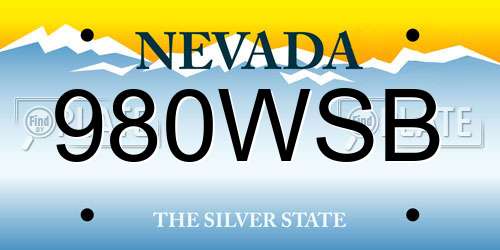 980WSB Nevada License Plate