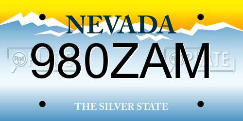 980ZAM Nevada License Plate