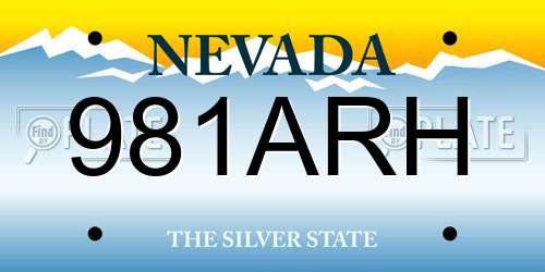 981ARH Nevada License Plate