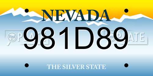 981D89 Nevada License Plate